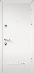 Уличная входная дверь со стеклом / утеплением и утончённым силуэтом линий №8 внешняя - фото