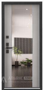 Классическая дверь входная с сувальдным механизмом и зеркалом №7 внутренняя - фото