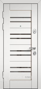 Трехконтурная входная термо дверь белый софт с молдингом №29 внутренняя - фото