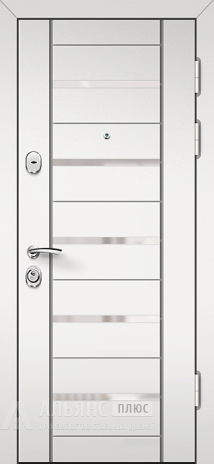 Фото «Дверь в частный дом белый софт / сандал белый с горизонтальными вставками №29»